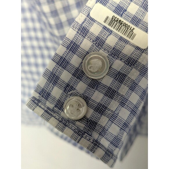 Peter Millar Summer Chambray Shirt Mens Large Blue Check Button Down Long Sleeve - Picture 6 of 9